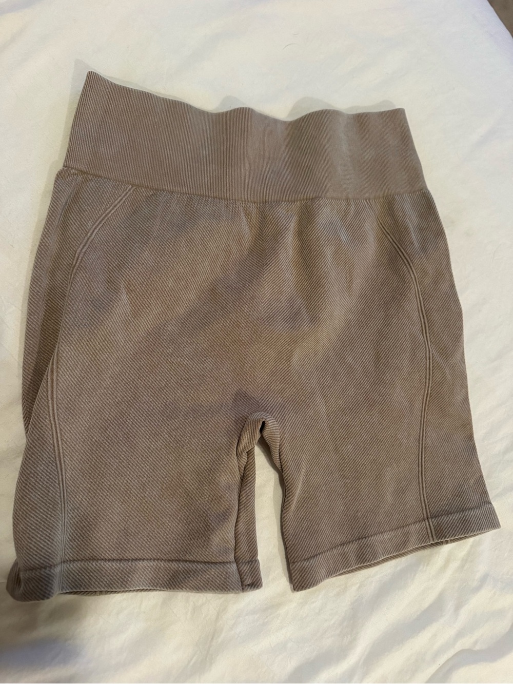 High-Waist Ribbed Women’s Shorts - Taupe